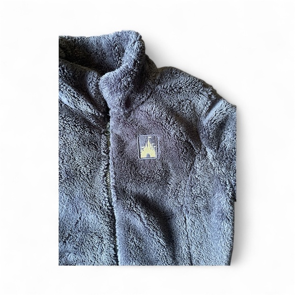 DisneyLand DisneyWorld Parks Vacation Navy Blue w/ Silver Fleece Teddy Zip Up - Picture 3 of 6